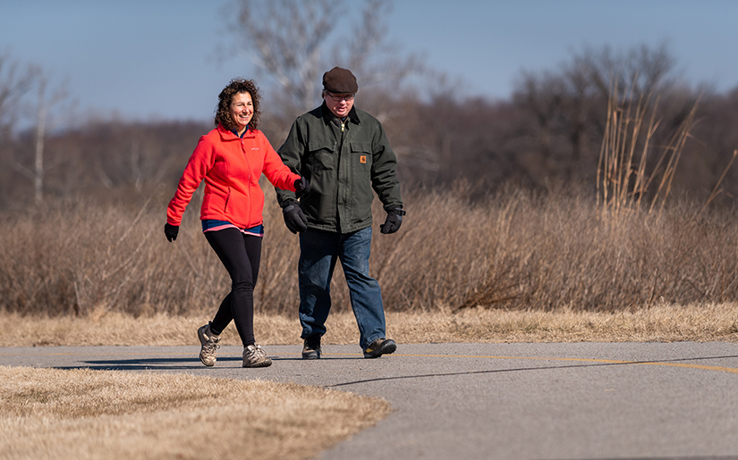 Jackie and Larry Decker walked the trail Jan. 30 in Creve Coeur Lake Memorial Park in Maryland Heights. The Deckers have been married for nearly 34 years and say that taking time to simply enjoy each other’s company is important.