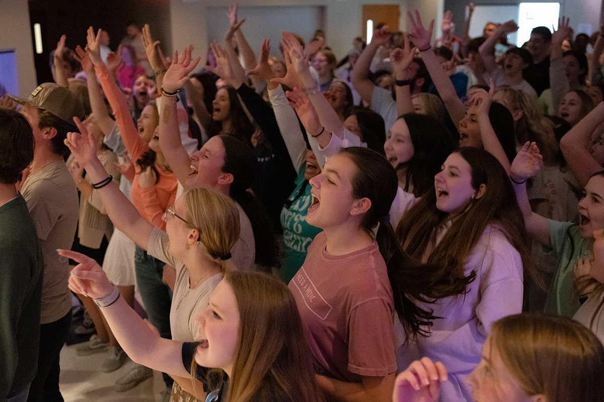 Teens gathered for a Mission West youth event April 7 at Assumption Parish in O’Fallon. Youth from different parishes in the St. Charles County area gathered for the combined youth ministry event.